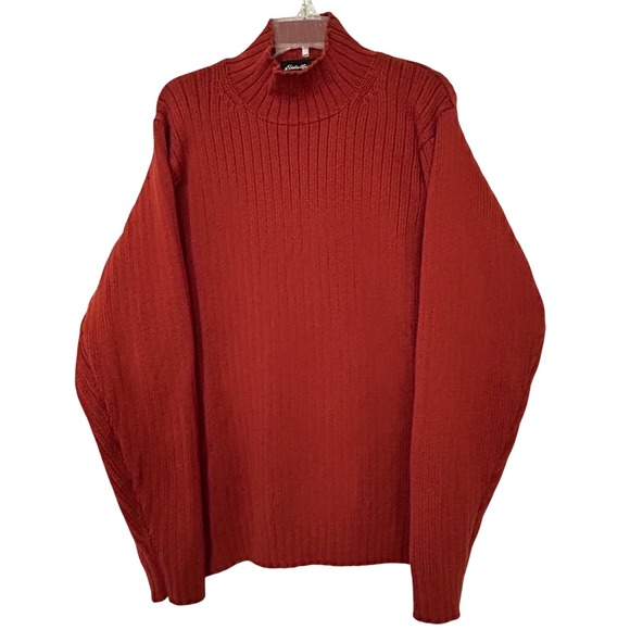 Eddie Bauer Other - Eddie Bauer Men's‎ Cotton Sweater – Large Orange Ribbed Knit Fall Winter
